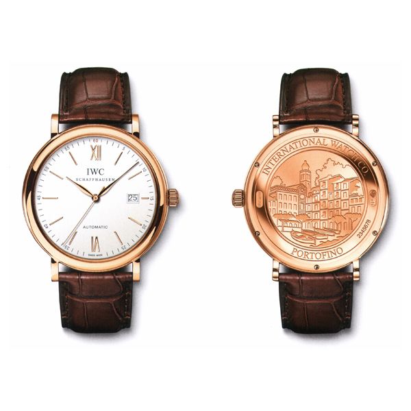 en or rouge 18 carats avec bracelet en alligator brun foncé IW356504