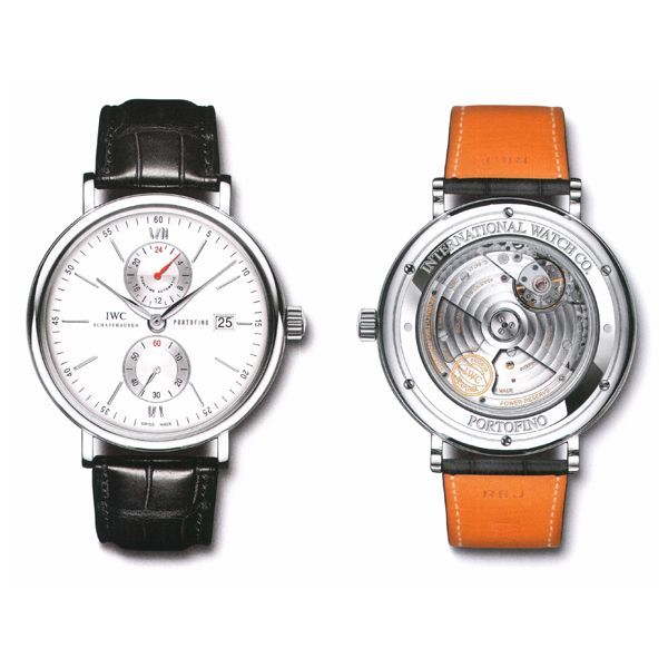 en acier fin avec bracelet en alligator noir IW361001