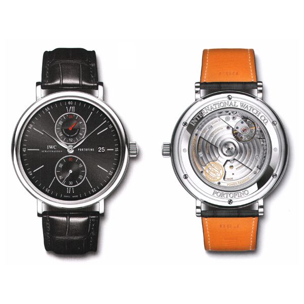 en acier fin avec bracelet en alligator noir IW361002