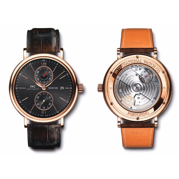 en or rouge 18 carats avec bracelet en alligator brun foncé IW361004