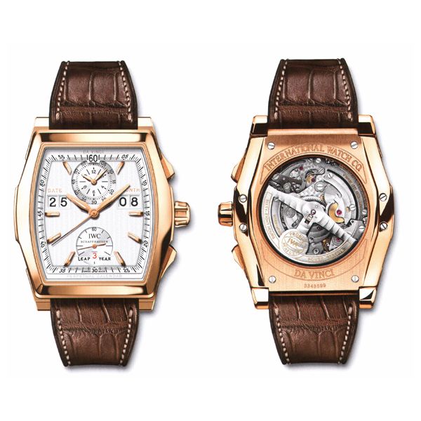 en or rose 18 carats avec bracelet en alligator brun foncé IW376107