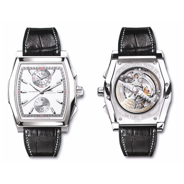 en platine avec bracelet en alligator noir IW376416