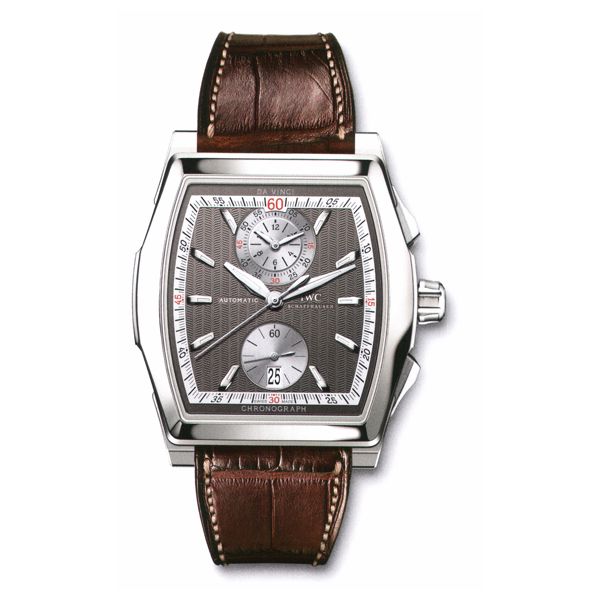 en or gris 18 carats avec bracelet en alligator brun foncé IW376417