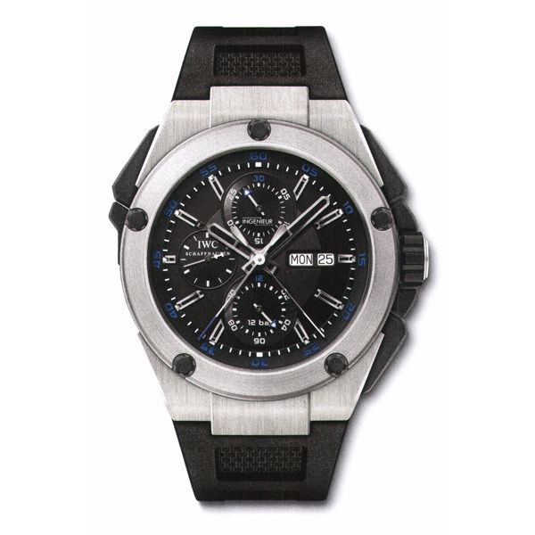 en titane avec bracelet en caoutchouc noir IW376501